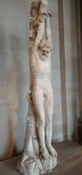 The silenus Marsyas hanging from a pine tree